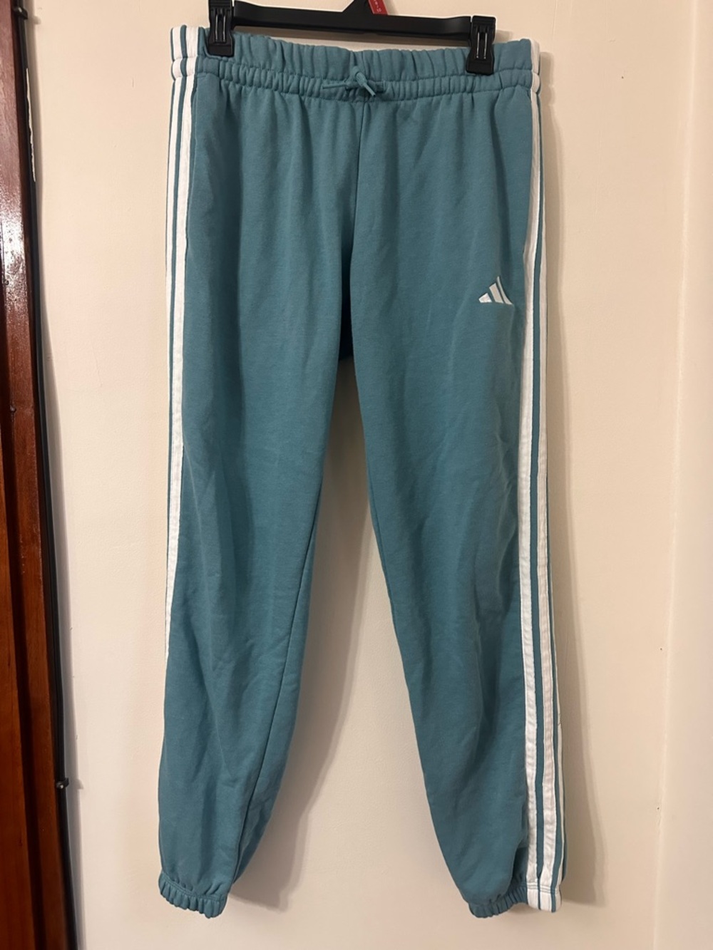 Women’s adidas Teal Joggers with White Side Stripes - small